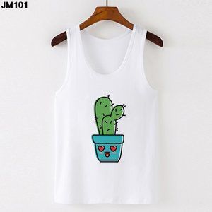 Fashion Cactus Free Hugs Print Ladies Sleeveless T-shirt Summer Harajuku Women&#